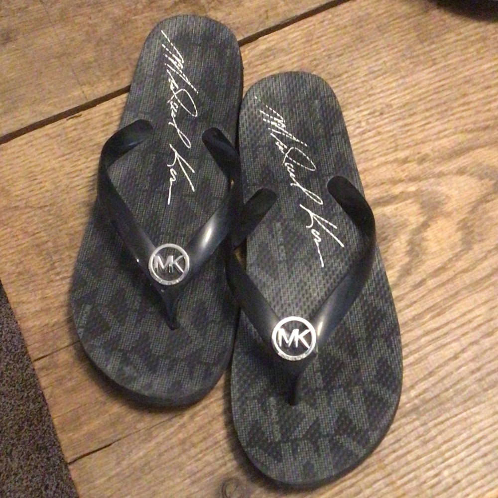 Michael Kors Dark Gray Flip Flops